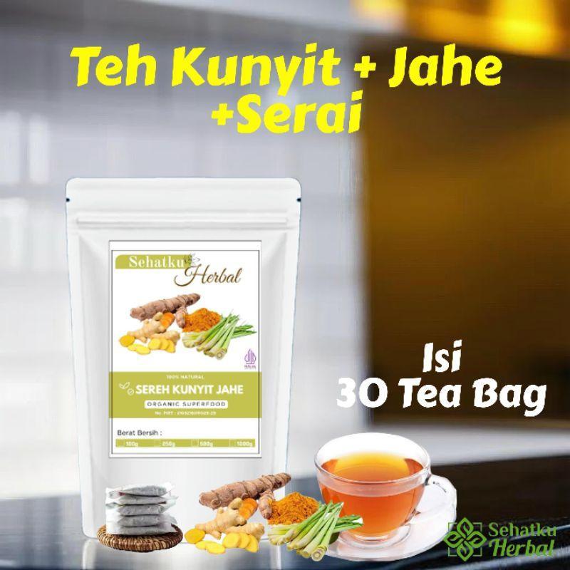 TEH KUNYIT,JAHE & SERAI/TUMERIC GINGER พร้อม LEMONGRASS TEA ชาสมุนไพร Isi 30 Teh Celup jsr dr zaidul