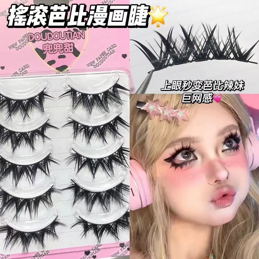 Doudou Sweet Rock Barbie Comic Fox Series Slant Flying Fox Eyes ขนตาปลอม One Piece Curling ทั้ง Cool