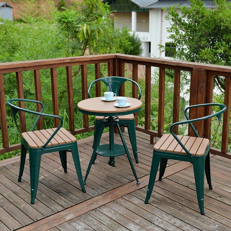 Plastic wood balcony small table and chairs cafe one table and two chairs outdoor antiseptic wood co