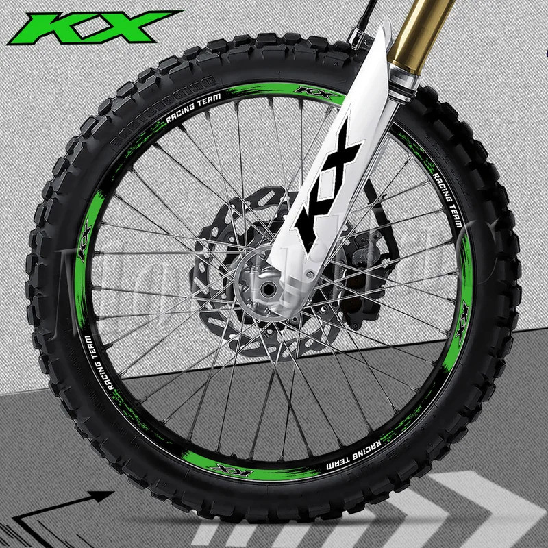 สะท้อนแสงรถจักรยานยนต์ล้อสติกเกอร์ลาย Decals สําหรับ KX 450 250 125 500 KX250X KX450X KX450SR KX250F