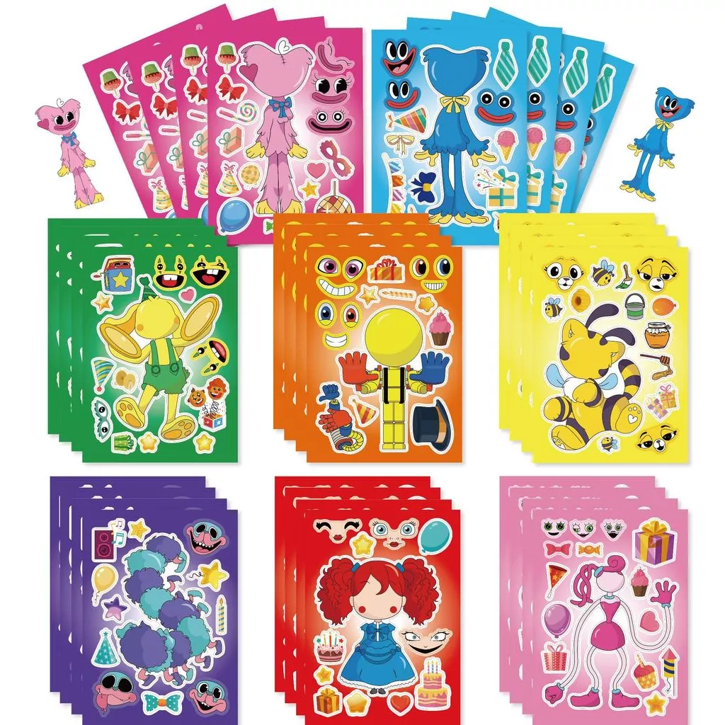 8 ชิ้น Poppy Playtime สติกเกอร์ปริศนาน่ารัก Little Monster DIY สติกเกอร์ใบหน้า Make A Face Snow White Mermaid เด็กเกมจิ๊กซอว์ PartyGirls ของขวัญ