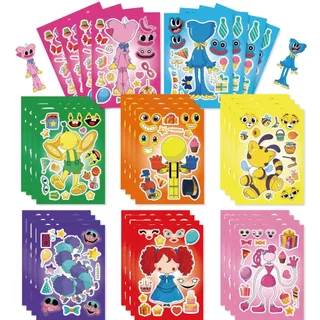 8 ชิ้น Poppy Playtime สติกเกอร์ปริศนาน่ารัก Little Monster DIY สติกเกอร์ใบหน้า Make A Face Snow White Mermaid เด็กเกมจิ๊กซอว์ PartyGirls ของขวัญ