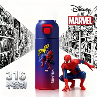 Spider-Man ดิสนีย์เดอร์แมนเด็กกระติกน้ําร้อนถ้วยความจุขนาดใหญ่316แบบพกพาดื่มโดยตรงถ้วย