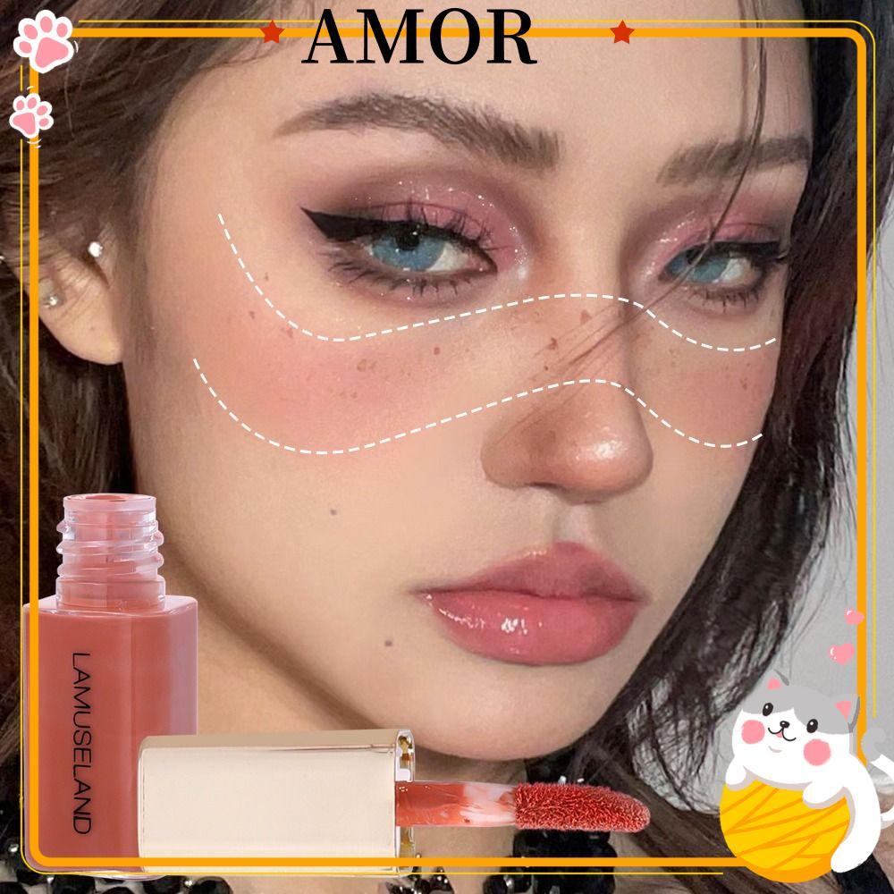 AMOR Liquid Blusher, Mini Waterproof Blush Highlighter Stick, Silky Smooth Long lasting Matte Rouge 