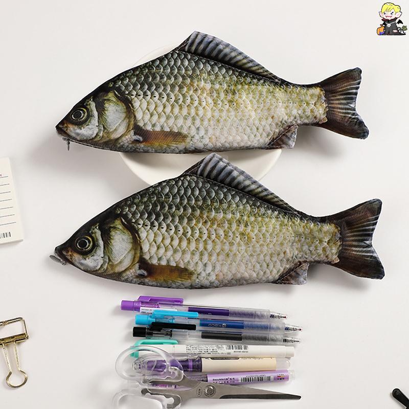 [CLA] Creative Funny Fish Shaped Pen Bag Pens Crucian Carp Pencil Case Funny Student Stationery Supp