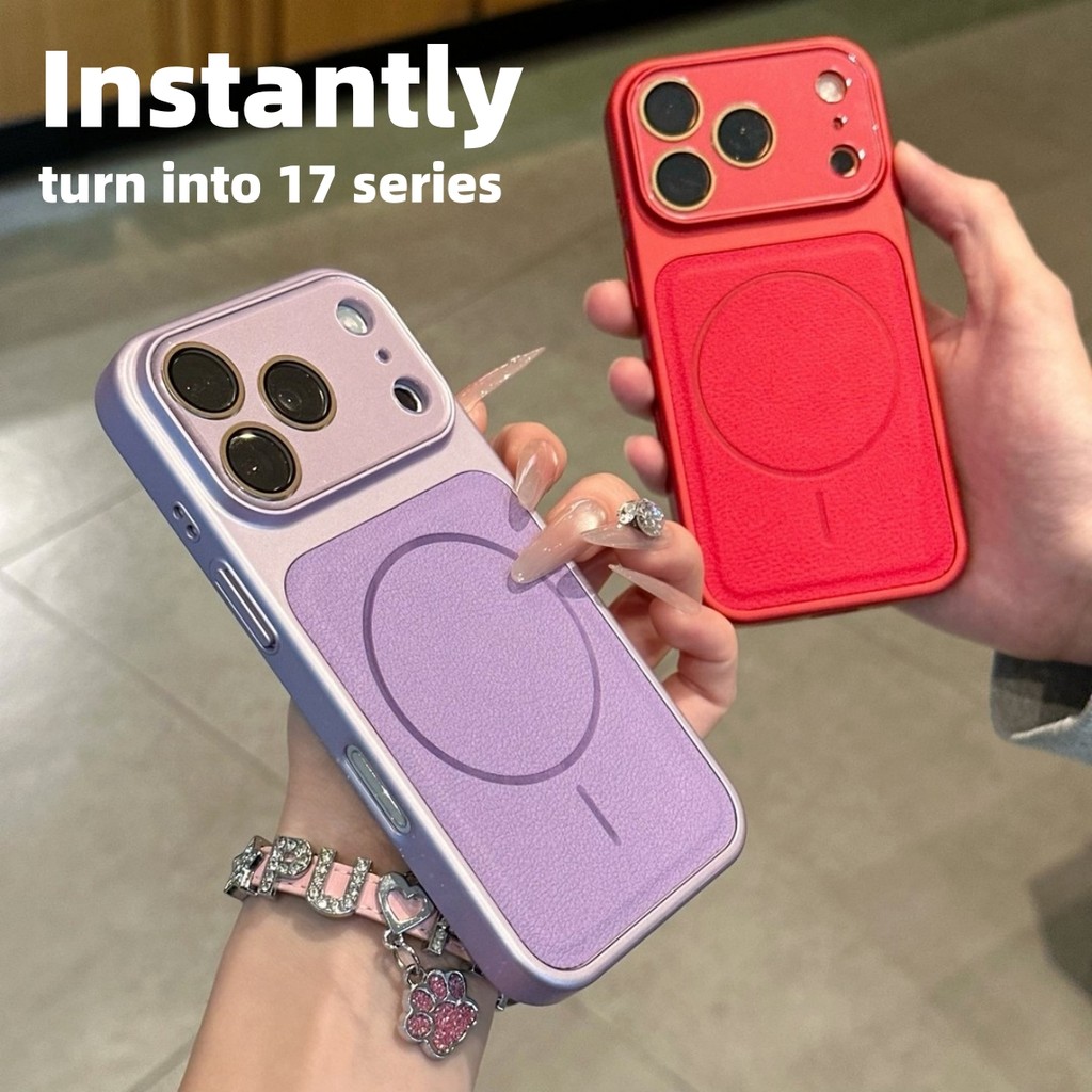 หน้าจอวิวใหญ่ ทันทีกลายเป็นรุ่น17 ปกปิดเลนส์ครบทุกมุม เคสหนังแม่เหล็ก สำหรับไอโฟน iPhone 13 14 15 16 17 Pro Max