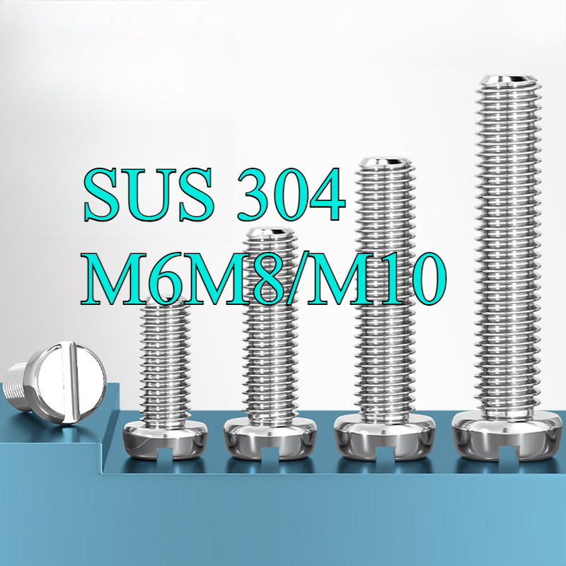 304 สแตนเลส one-slot สกรูหัวทรงกระบอก GB65 สกรู slotted หัวกลม bolt M6M8/M10CWW-KK