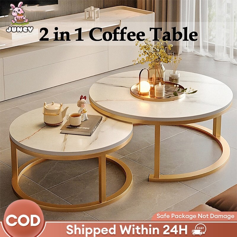 【JC】Nordic Sofa Side Table Meja Kopi Marbling Simple Mini Living Room Round Table quare Coffee Tea S