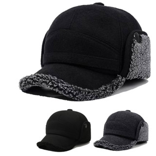 หมวกอบอุ่นสำหรับผู้ชาย ทำจากขนแกะ เหมาะสำหรับฤดูหนาว พักผ่อน…