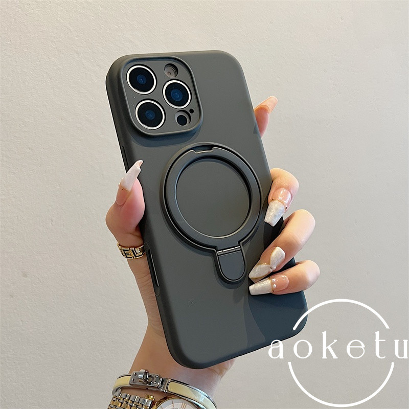 ใหม่ซิลิโคนเหลวโลหะพับวงเล็บเคสโทรศัพท์แม่เหล็กเหมาะสําหรับ ไอโฟน 11 12 13 14 15 16 มือโปร สูงสุด รวมทุกอย่างป้องกันการตกและสิ่งสกปรกทนปกแข็ง