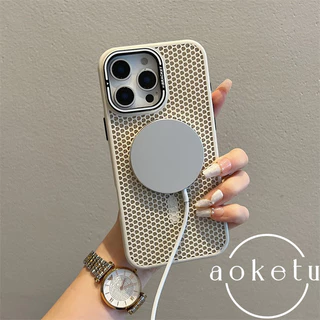 ตาข่ายกระจายความร้อนวงเล็บโลหะระบายอากาศเคสโทรศัพท์แม่เหล็กเหมาะสําหรับ ไอโฟน 11 12 13 14 15 16 มือโปร สูงสุด รวมทุกอย่างซิลิโคนป้องกันการตกปกแข็ง