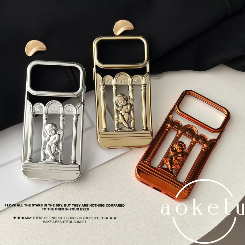 สามมิติกลวงอเมริกันโรมันเสานางฟ้าเหมาะสําหรับiPhone 17 Promaxเคสโทรศัพท์iPhone 16 Proเคลือบด้วยไฟฟ้า15/14 niche 13/12 Promaxสร้างสรรค์ฝาครอบป้องกันการตก