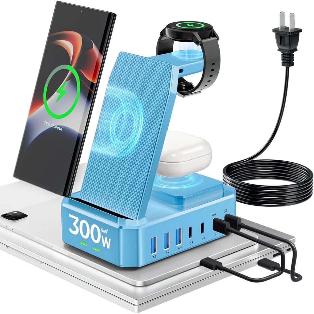 เครื่องชาร์จไร้สาย 300W สําหรับ Samsung,Zutspzs 10 in 1 สถานีชาร์จไร้สาย, 65W USB C แท่นชาร์จอย่างรว