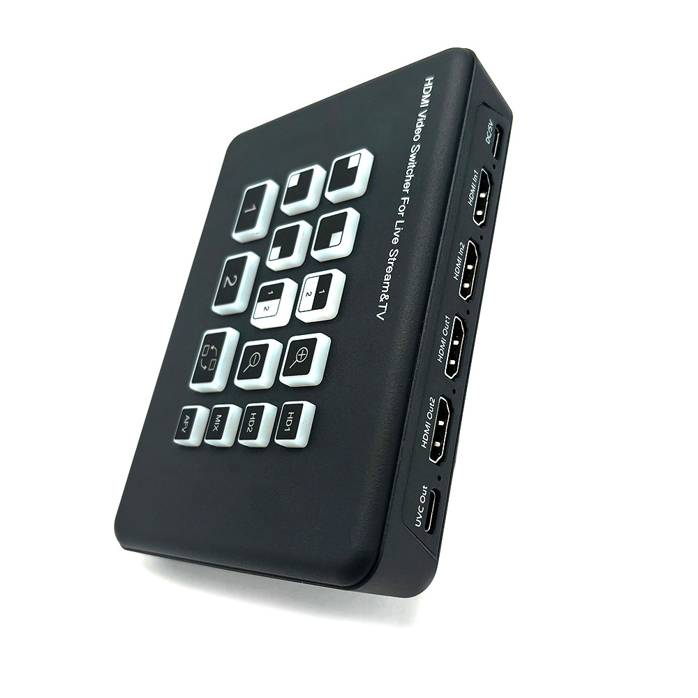 1080P Dual HDMI Video Mixer Switcher 2 in 1 2 Out สําหรับกล้อง Live Streaming Video Capture Recordin