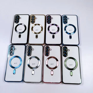 เคสโทรศัพท์ Samsung A17 5G เคสป้องกันแม่เหล็กโปร่งใส A56 เหมาะสําหรับ Samsung A57 A55 A54 A35 A34 A26 A17 A16 A15 A07 A06 A05 4G 5G ฟิล์มเลนส์,TPU electroplatedเคสโทรศัพท์แบบนุ่ม