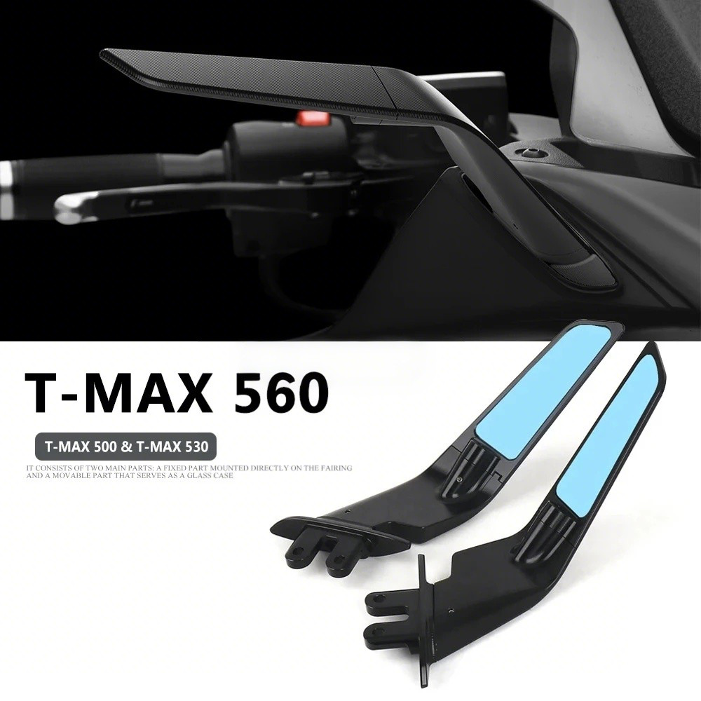 RIZOMA กระจกมองหลังรถจักรยานยนต์ที่มองไม่เห็นกระจกมองหลังกีฬา Winglet ปีกลมสําหรับ YAMAHA T-MAX 500 