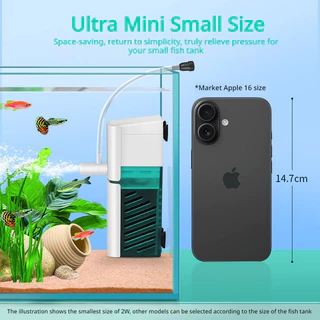 TOPOP กรองตู้ปลา ปั๊มแช่ 4-IN-1 ปั้มออกซิเจน 3.5W/6W/8W/12W แถบน้ำตก ดูดน้ำด้านล่าง สำหรับตู้ปลาเล็ก ระดับน้ำต่ำ