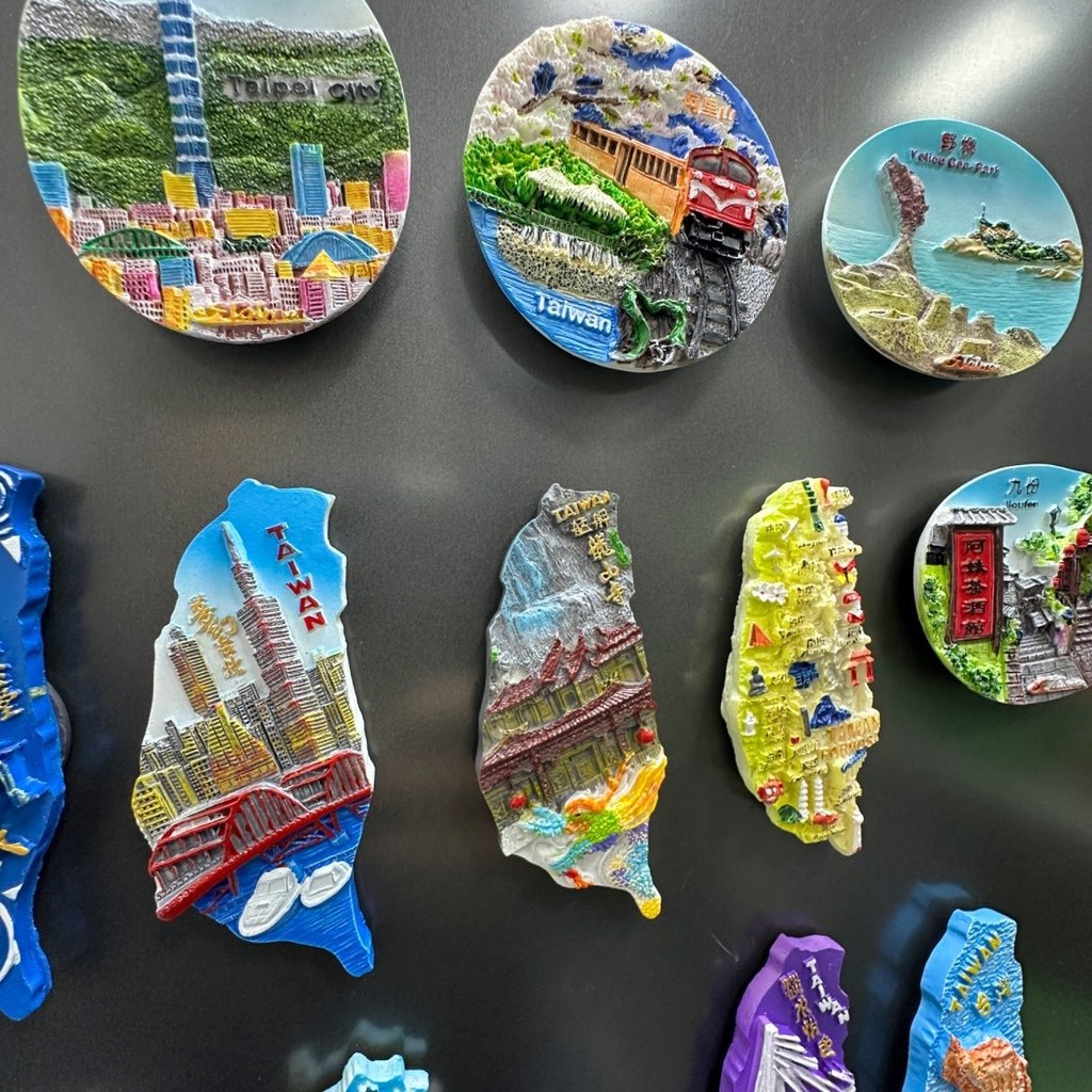 สติ๊กเกอร์ตู้เย็นไต้หวันของที่ระลึกท่องเที่ยว Alishan Jiufen Yailu Taipei Sun Moon Lake 3d สามมิติ Emboss