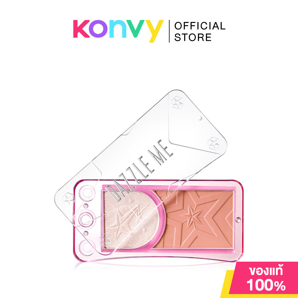Dazzle Me Pinch Me Duo Cheek Powder 4g #R01 บลัชออน 2in1 แดซเซิล มี เติมสีสันสดใสและความโกลว์ให้กับพวงแก้ม พิกเมนต์ช...