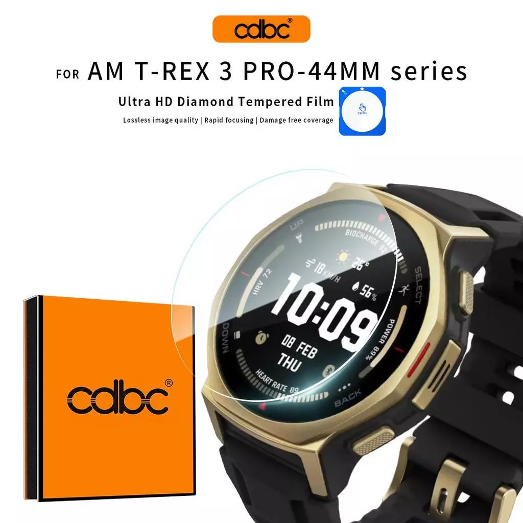 CDBC สําหรับ Amazfit T-REX 3/3 Pro/Ultra 2 & Active 2 Square/3 Premium Tempered Film | คริสตัล เคลียร์ ความชัดเจน | ทนต่อการขีดข่วนความแข็ง 9ชม.