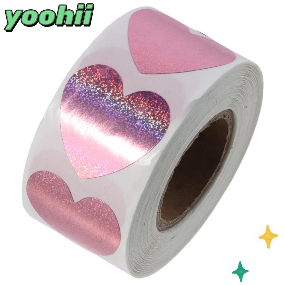 YOOHII สติ๊กเกอร์หัวใจ ป้ายรูปทรงรักขนาด 500 ชิ้น 1 นิ้ว บรรจุภัณฑ์น่ารัก