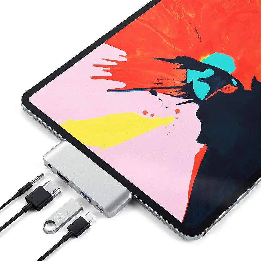 USB C Hub 4 in 1 HDMI 4K PD 3.5 มม. Docking Station สําหรับแท็บเล็ตโทรศัพท์แล็ปท็อป