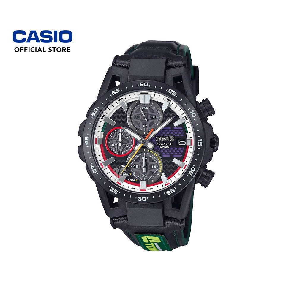 Casio Edifice x Toms 50th Anniversary Edition EFS-S641TMS-1A สีดําหนังแท้นาฬิกาผู้ชาย
