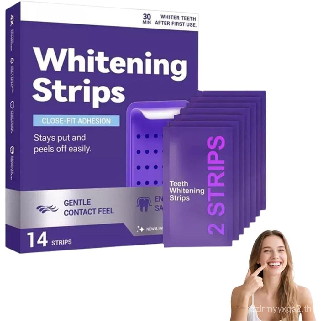 Purple Teeth Whitening Strips – 14 Strips Portable Purple Whitening Strips for Surface Stain Reducti