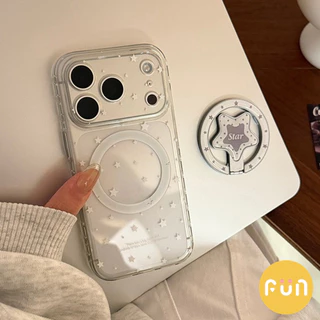 พร้อมสต็อกพับดาวยึดเคสโทรศัพท์แม่เหล็กโปร่งใสเข้ากันได้สําหรับ ไอโฟน 17 16 15 14 13 12 มือโปร สูงสุด 17โปรแม็กซ์ ช็อกหลักฐาน ทีพียู ปกหลังเปลือก