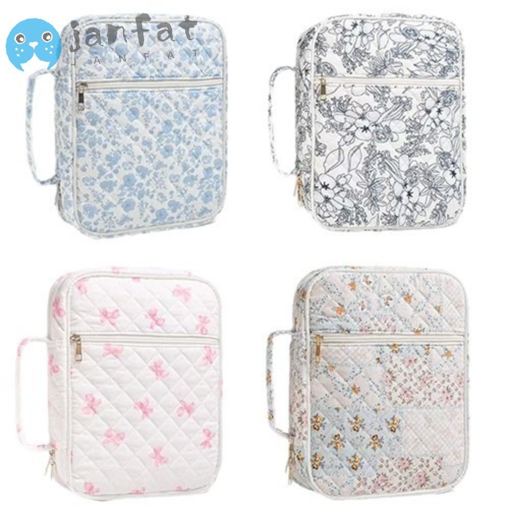 JANFAT Bible Cover Bag, Handle Zipper Pocket Bible Cover , Floral Design Storage Bags Church