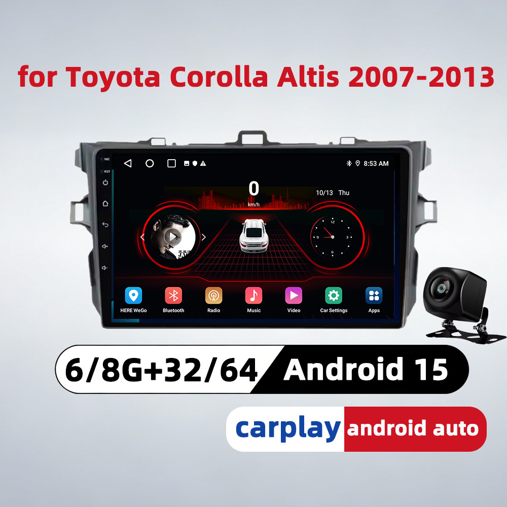 Honxun เครื่องเสียงรถยนต์หน้าจอสัมผัส android หัว 9 นิ้ว 8G + 64 สําหรับ Toyota Corolla Altis 2007-2