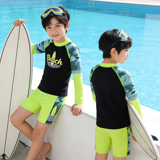 Kids Long Sleeve Rashguard Graphic Design Trendy Summer Beach Outfit 2PC Swimwear for 3-13Y Kid Boys