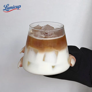 แก้วกาแฟไอซ์กระจกรูปทรงกรวยหมุนได้ สไตล์อินส์ แก้วชาเย็นสวยงาม สำหรับร้านกาแฟและบ้าน