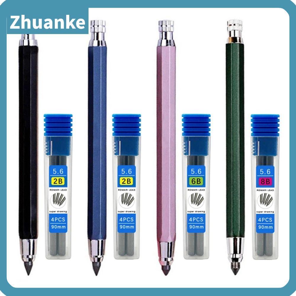 ZHUANKE ดินสอกด, เครื่องมือวาดภาพโลหะดินสออัตโนมัติ, การออกแบบการ์ตูนร่างสร้างสรรค์ 2B/4B/6B/8B ดินส
