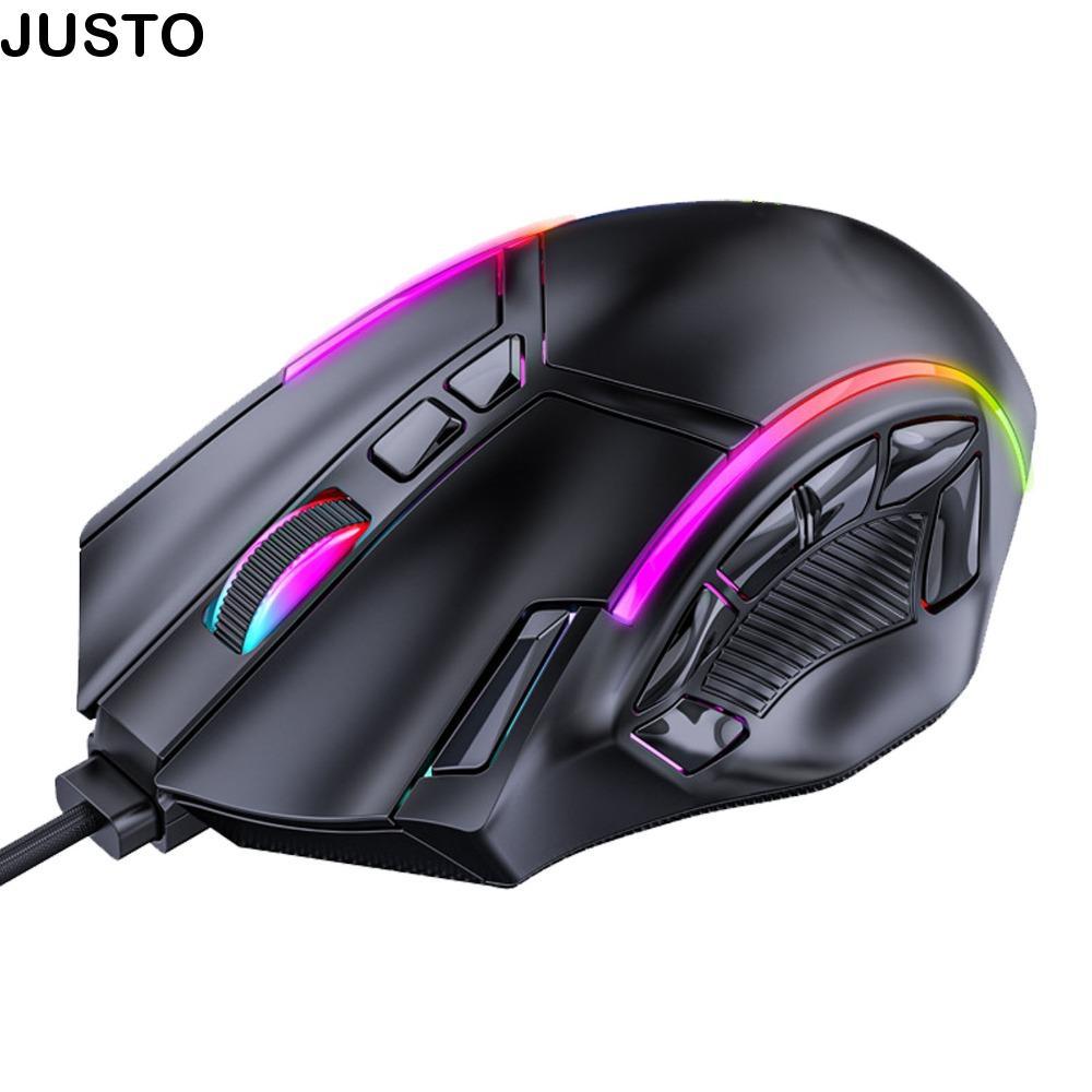 เมาส์ JUSTO, เมาส์สําหรับเล่นเกมแบ็คไลท์ 12800DPI, เมาส์แบบมีสาย 12 คีย์แบบปรับได้ทนทานสําหรับเล่นเกมพีซี