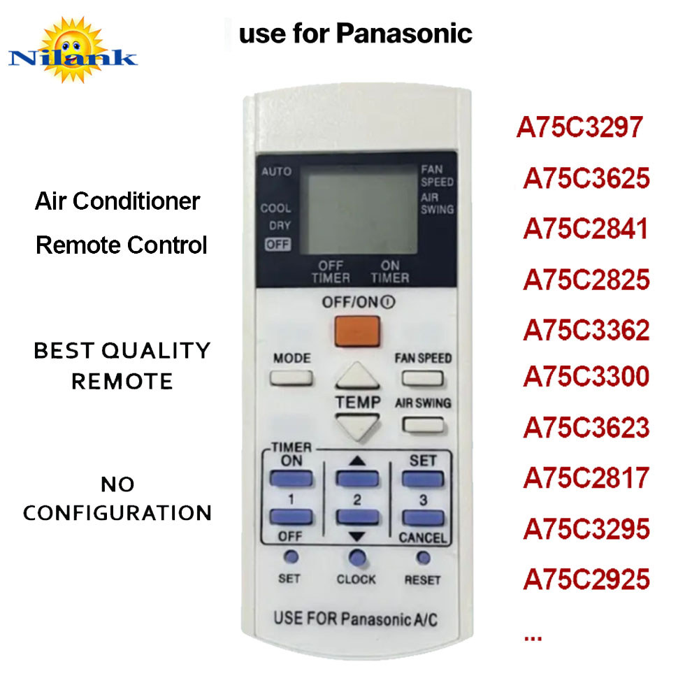 NiLANK Remote Panasonic รีโมตคอนโทรลแอร์ ของปานาโซนิก A75C3300 A75C3297 A75C3623 A75C3625 A75C2817