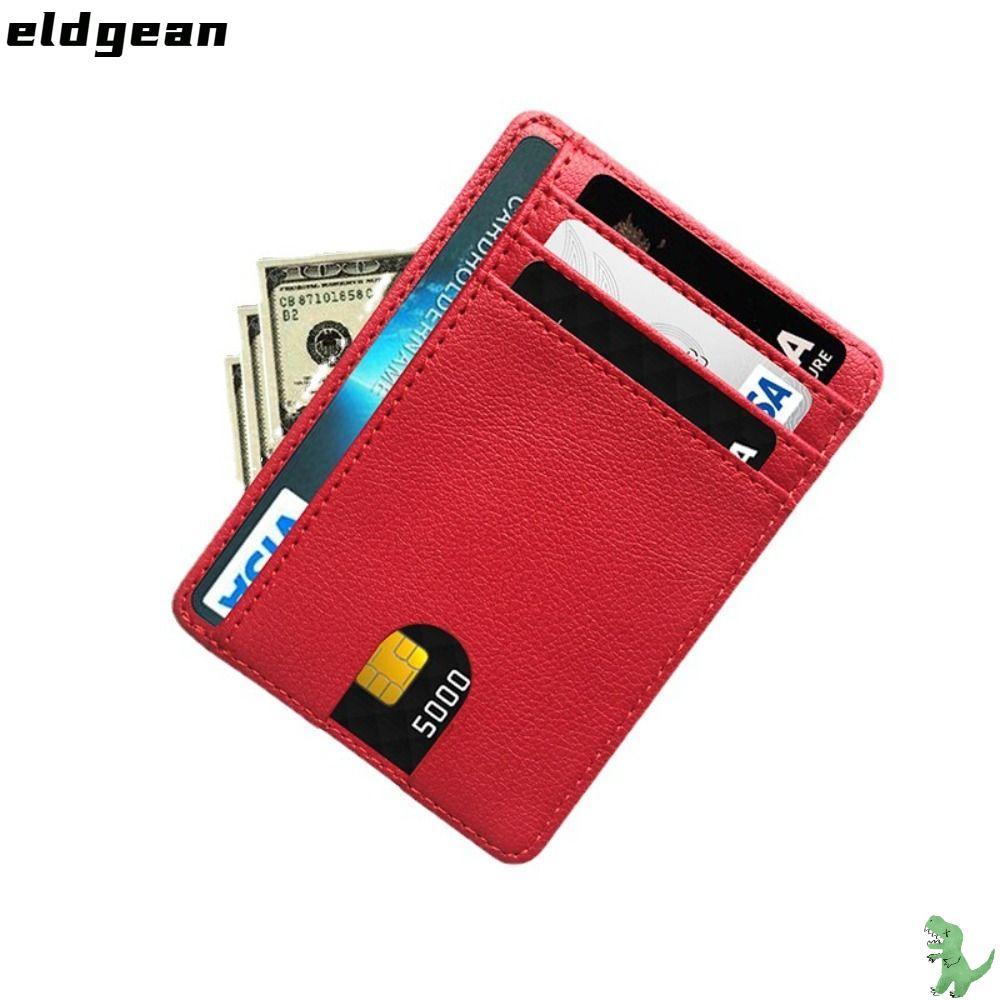 ELDGEAN กระเป๋าสตางค์ขนาดเล็กป้องกัน RFID แบบบาง สวมใส่ง่ายสำหรับการเก็บบัตรและเอกสารสำคัญ