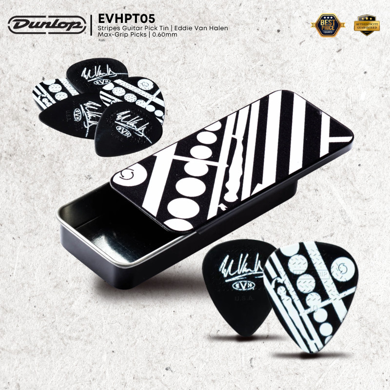 Jim Dunlop EVHPT05 Circles Guitar Pick Tin Eddie Van Halen Max-Grip Picks 0.60 มม. (6 ชิ้น/ดีบุก)