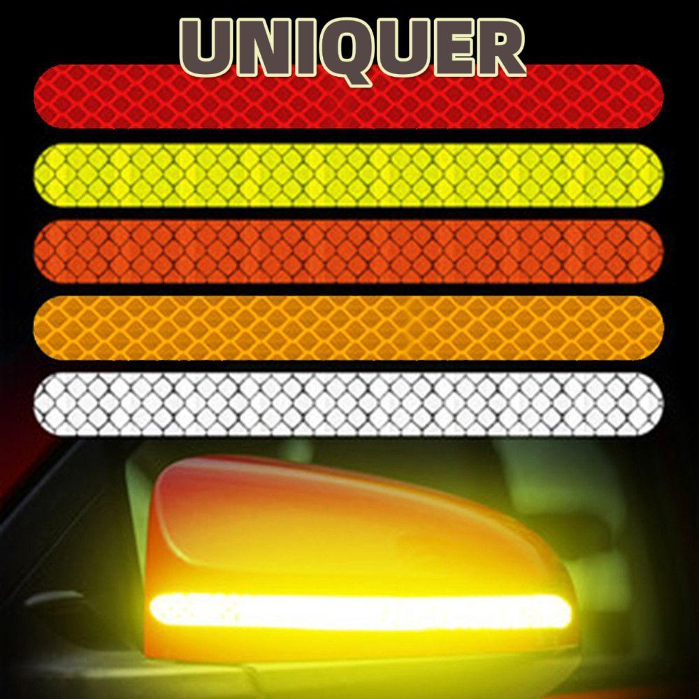 UNIQUER 2 ชิ้น/เซ็ตสะท้อนแสงรถสติกเกอร์กระจกมองหลังกันน้ําป้องกันการชนกันคําเตือนความปลอดภัย