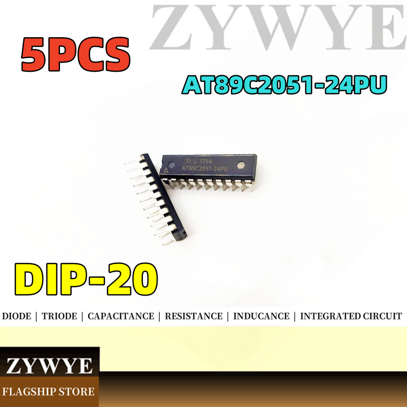 5PCS ยี่ห้อใหม่ AT89C2051-24PU AT89C2051-24PI In-Line DIP-20 ชิปเดียวการเคลื่อนไหวชิปวงจรรวม IC