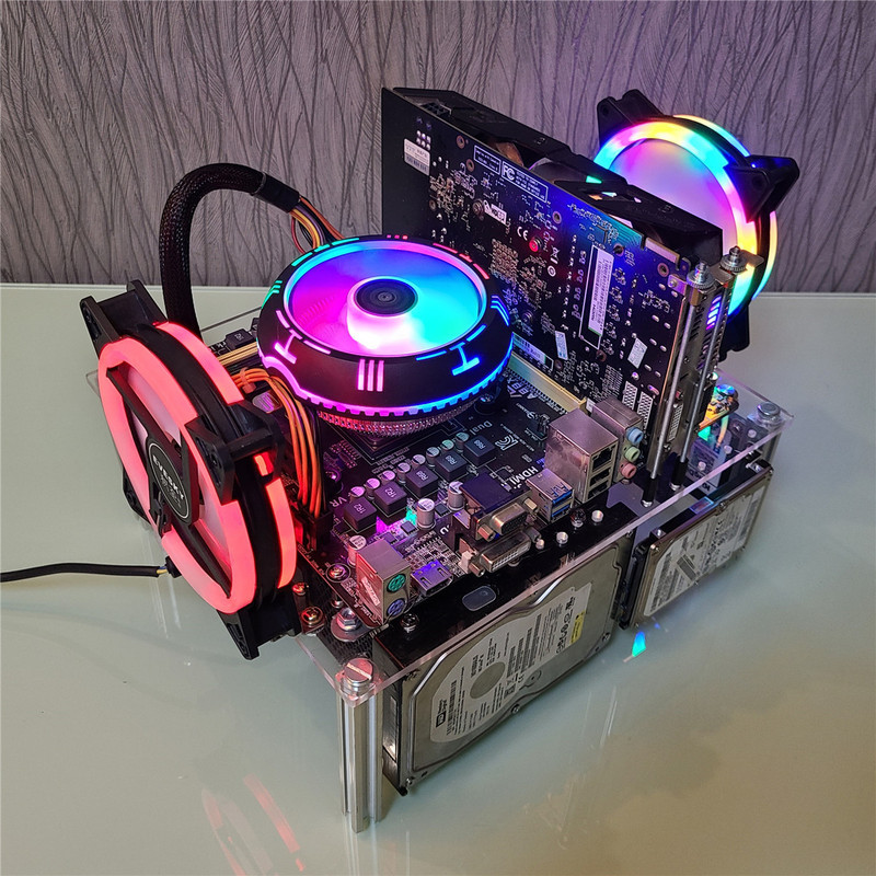 อะคริลิคเปิดแชสซีคู่เดสก์ท็อป X79 X99 Server เมนบอร์ดวงเล็บ EATX