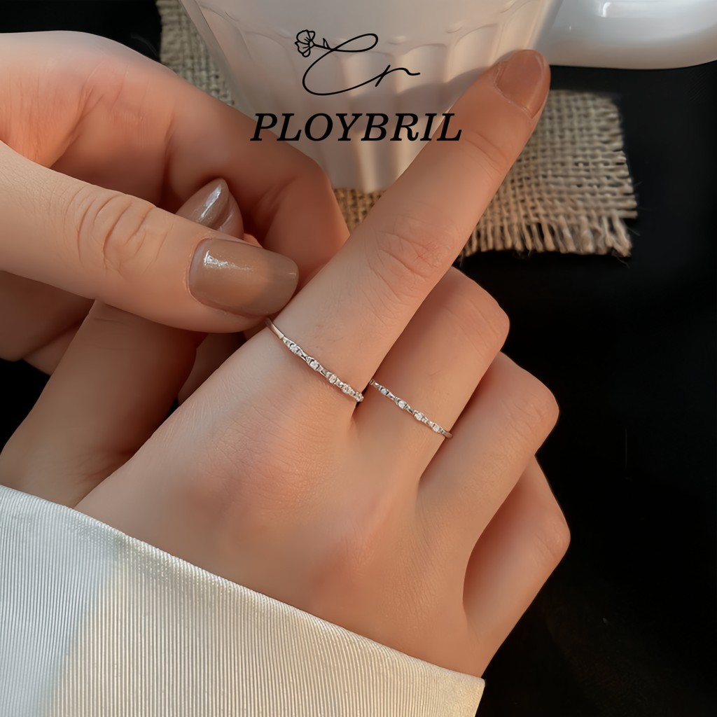 PLOYBRIL แหวนเงินแท้ Sparkling Ring สไตล์ใหม่ ขายดีเพชรอัญมณีมงคล แหวนเพชร แหวนปรับขนาดได้ วาเลนไทน์ J036