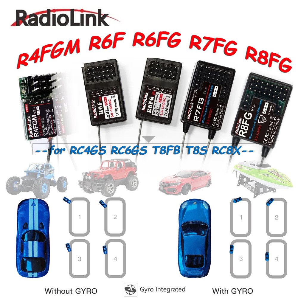 Radiolink 2.4GHz R7FG R8FG R4FGM R6FG R6F ตัวรับสัญญาณ Gyro สําหรับรถ RC เรือทํางานสําหรับเครื่องส่ง