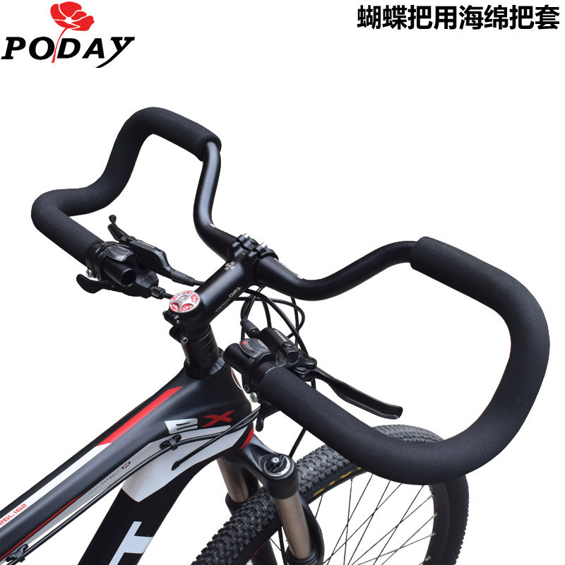 ฟองน้ำสีดำสำหรับ Road Bike สปีดสูง จักรยาน มาพร้อมฝาครอบมือจับลายผีเสื้อและฟองน้ำ