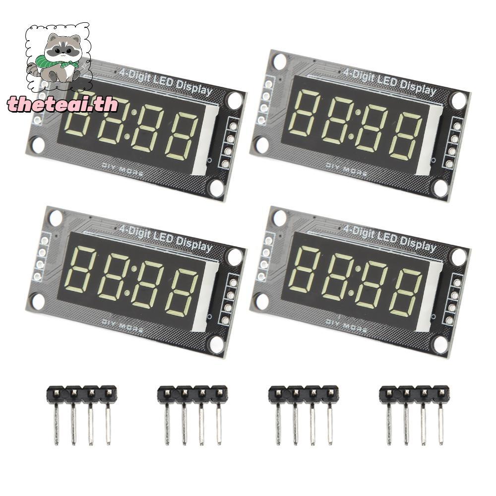 THETEAI 4 ชุด LED Display Board, 0.36in 5V Digital Tube จอแสดงผล LED, โมดูลดิจิตอล TM1637 4 หลัก 7 ส