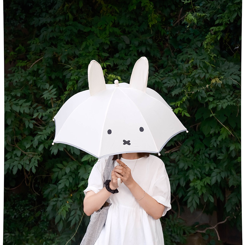 Miffy ร่มเด็ก ins ลม Miffy กระต่ายร่มเด็กร่มเด็กน่ารักโรงเรียนคู่มือร่มด้ามยาวการ์ตูนการสร้างแบบจําล