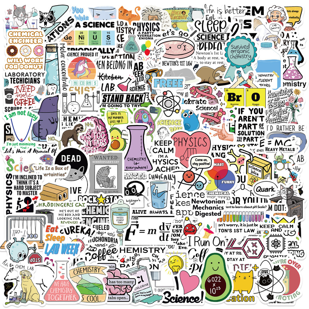 100ชิ้น/เซ็ต ❉ เคมี & ฟิสิกส์ & ชีววิทยา‌ - สติกเกอร์เลื่อนวิทยาศาสตร์ตลก ❉ สติ๊กเกอร์สติ๊กเกอร์แฟชั่น DIY Doodle กันน้ํา
