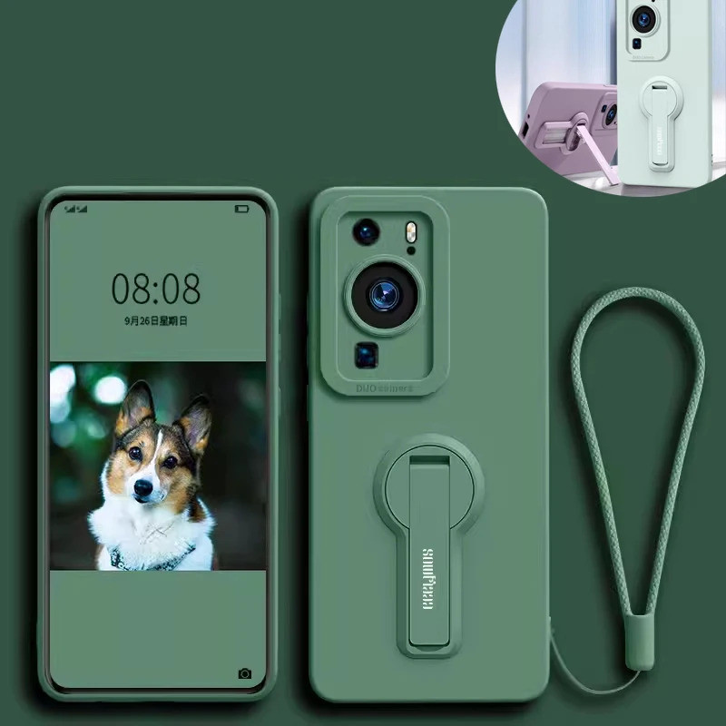 เคสโทรศัพท์สําหรับ Huawei P60 P50 P40 P30 Pro P40Lite P30Lite ซิลิโคนเหลวกรณีป้องกันนุ่มพร้อมผู้ถือป้องกันหน้าจอ