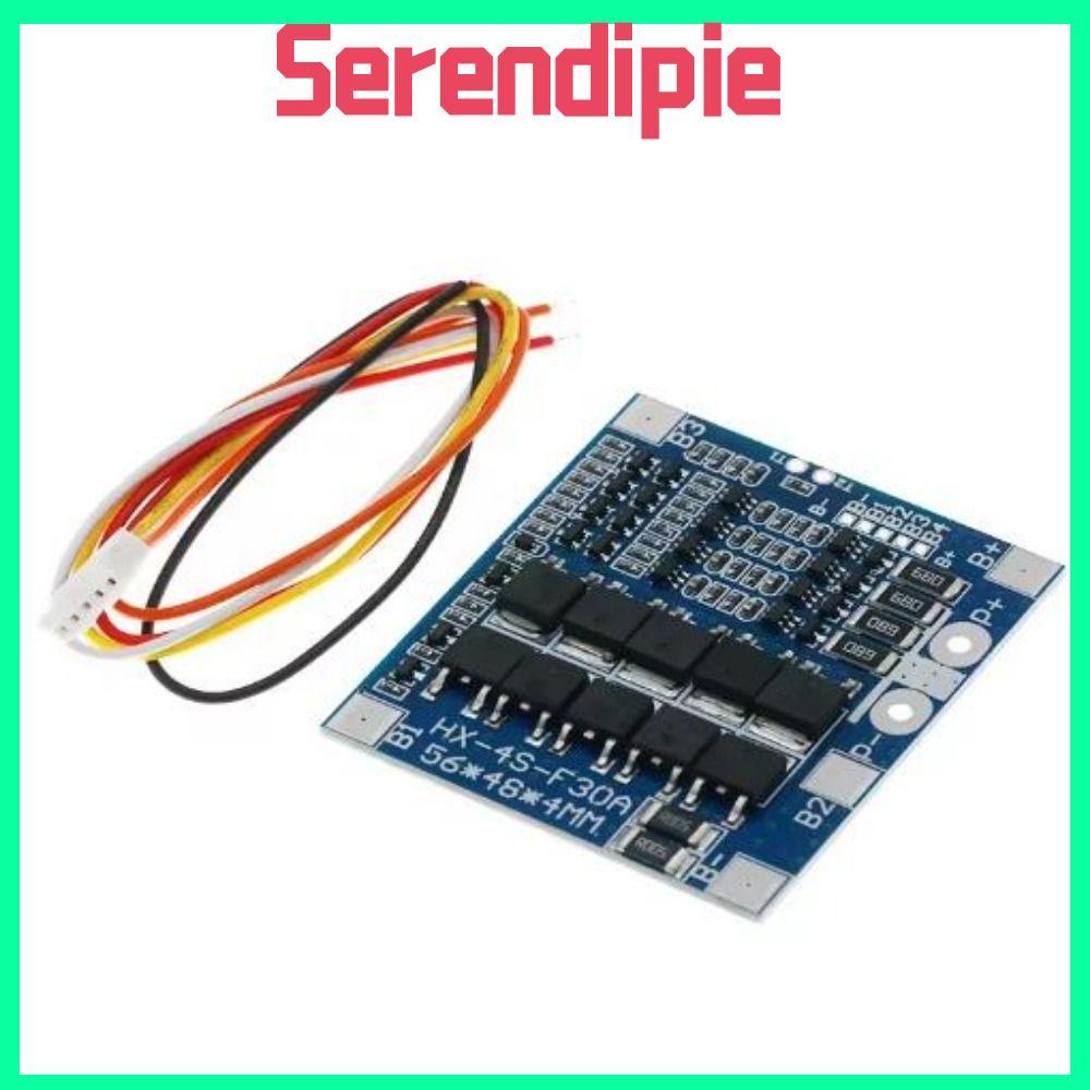 SERENDIPIE LiFePO4 / บอร์ดแบตเตอรี่ลิเธียมพร้อม Balance Blue Green BMS, 12.8V 14.4V 4S 3.2V 3.7V 30A