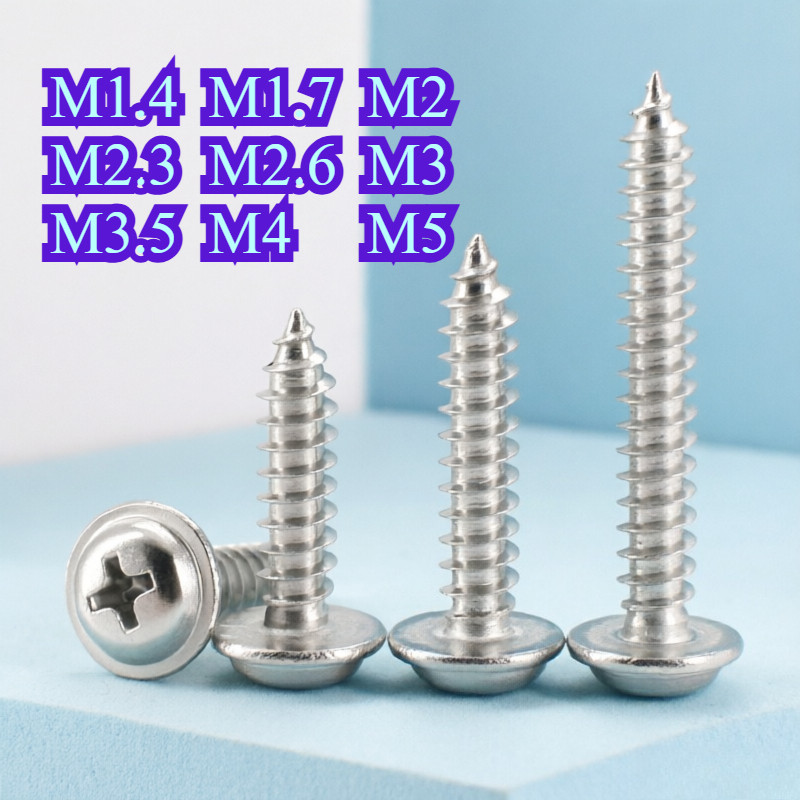 304 เบาะสแตนเลสข้ามหัวกลม/หัวกระทะสกรูแตะตัวเองสกรูไม้สกรู M1.4-M5 * L3-50 มม.WY
